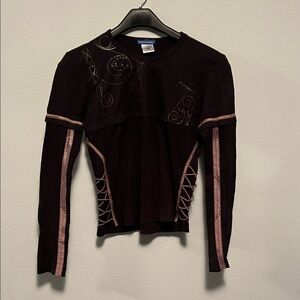 Elegant Long Sleeve Top with Pink Details